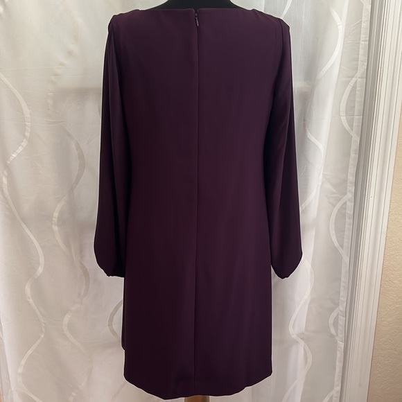 Ann Taylor, Purple, Square Neck, Long Sleeve Dress, Size 6 - Picture 4 of 7